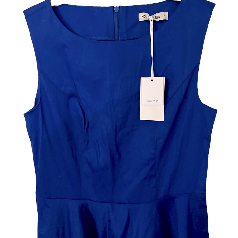 NWT Grace Karin Royal Blue Vintage Style Dress Sz M - Picture 3 of 5